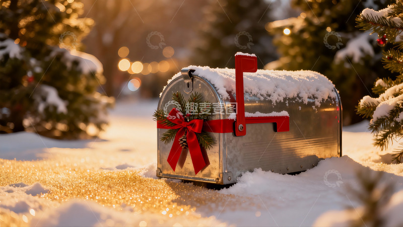 高清大图下载【趣麦麦图】雪地圣诞邮箱装饰温馨