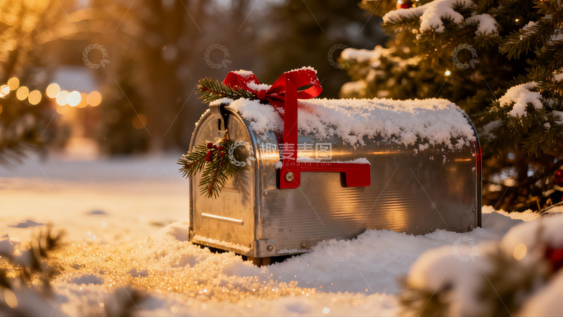 高清大图下载【趣麦麦图】雪地圣诞邮箱装饰温馨