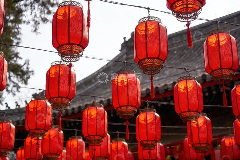 高清大图下载【趣麦麦图】红灯笼挂满古建筑节日氛围浓厚