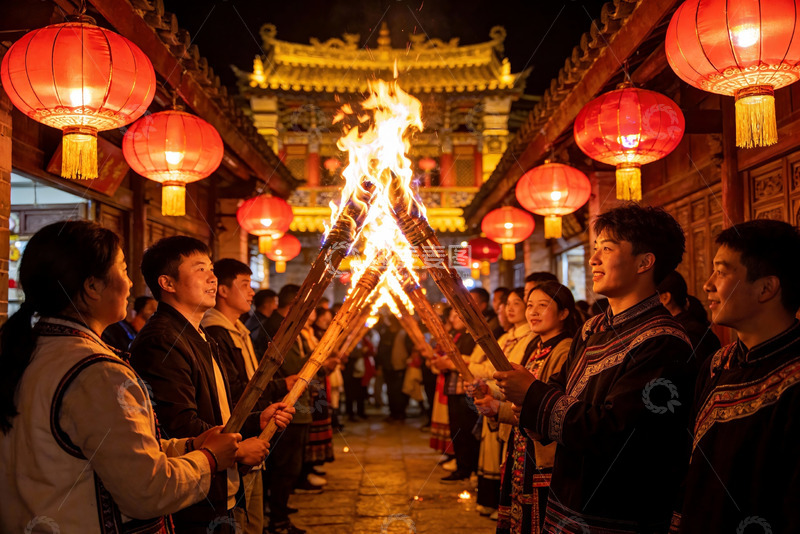 高清大图下载【趣麦麦图】传统节日火把节庆典现场