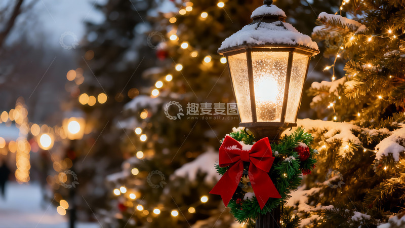 高清大图下载【趣麦麦图】雪夜圣诞灯饰