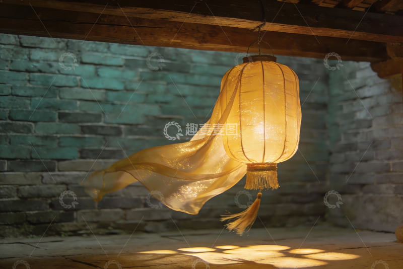 高清大图下载【趣麦麦图】古风灯笼光影砖墙