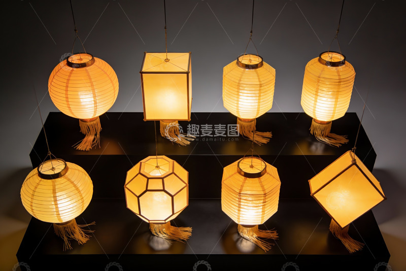 高清大图下载【趣麦麦图】各式纸灯笼陈列展示