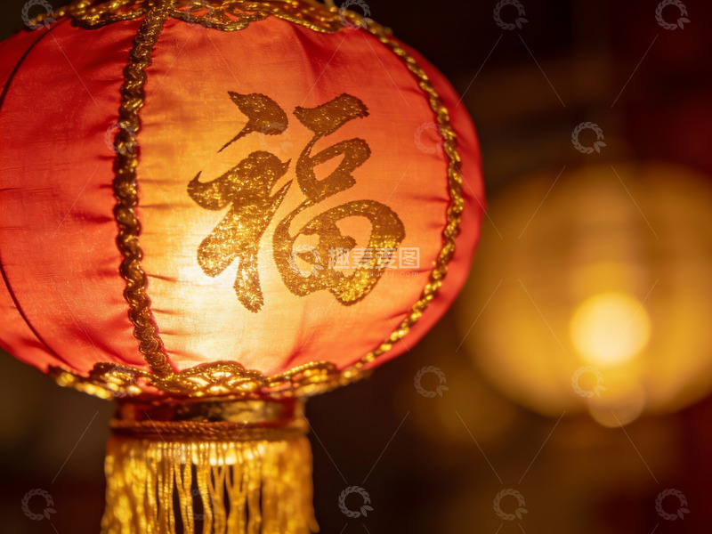 高清大图下载【趣麦麦图】红色灯笼福字特写