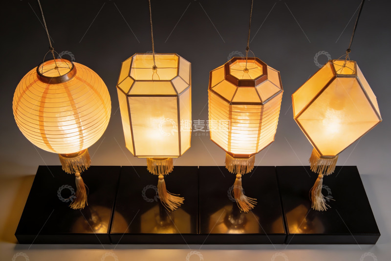 高清大图下载【趣麦麦图】四种造型灯笼悬挂展示