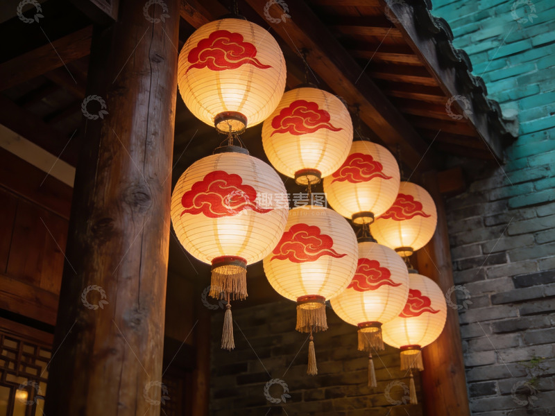 高清大图下载【趣麦麦图】古建筑灯笼夜景