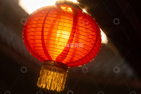 红色灯笼光影特写