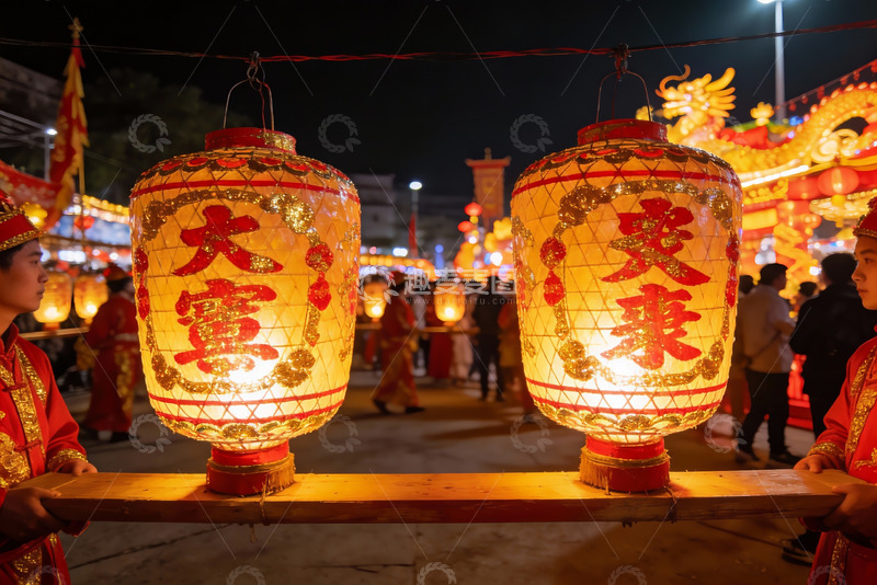 高清大图下载【趣麦麦图】夜市灯笼节庆热闹非凡