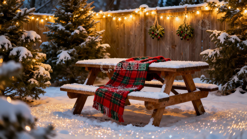 高清大图下载【趣麦麦图】雪夜庭院圣诞氛围
