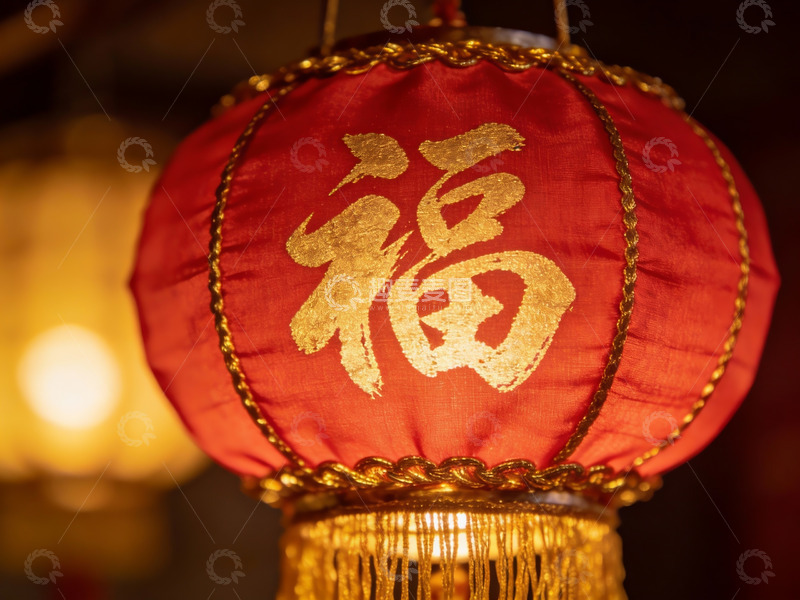 高清大图下载【趣麦麦图】红色灯笼福字特写