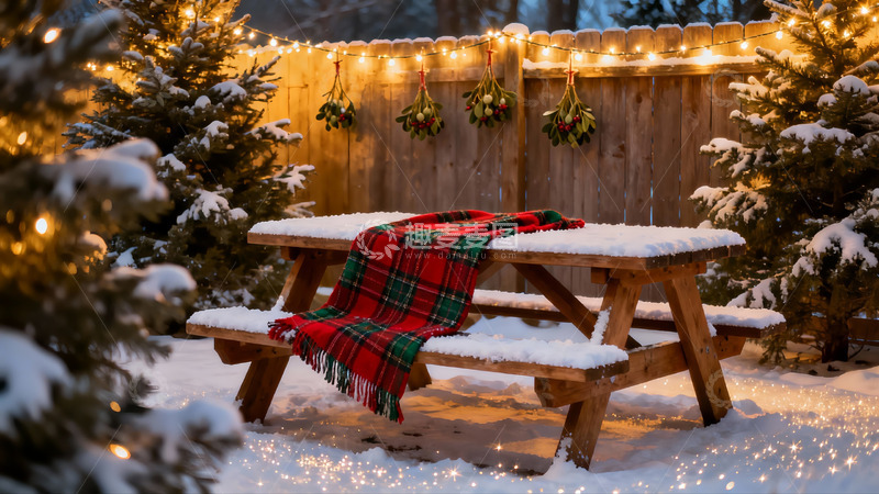 高清大图下载【趣麦麦图】雪夜庭院圣诞氛围