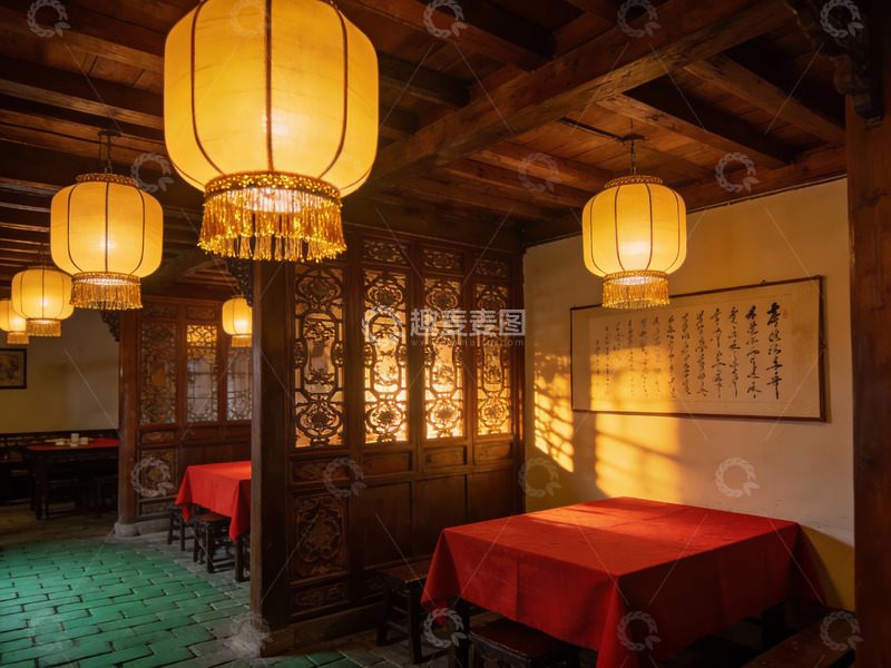 高清大图下载【趣麦麦图】古色古香中式餐厅内部