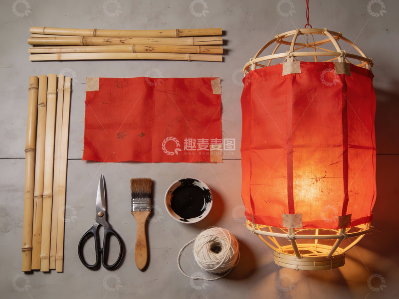 高清大图下载【趣麦麦图】手工制作灯笼材料展示