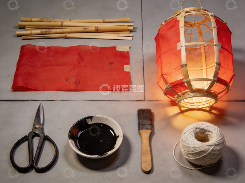 高清大图下载【趣麦麦图】手工制作灯笼材料展示