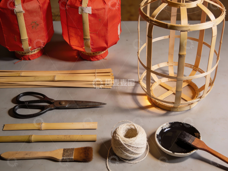 高清大图下载【趣麦麦图】手工制作灯笼材料展示