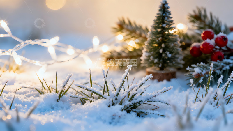 高清大图下载【趣麦麦图】雪地圣诞装饰温馨场景