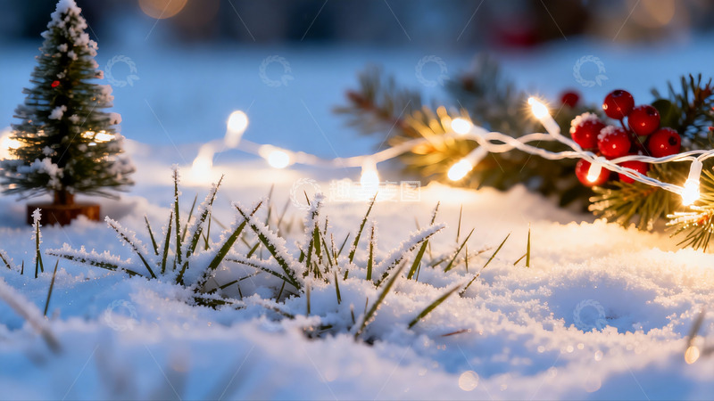 高清大图下载【趣麦麦图】雪地圣诞装饰温馨场景