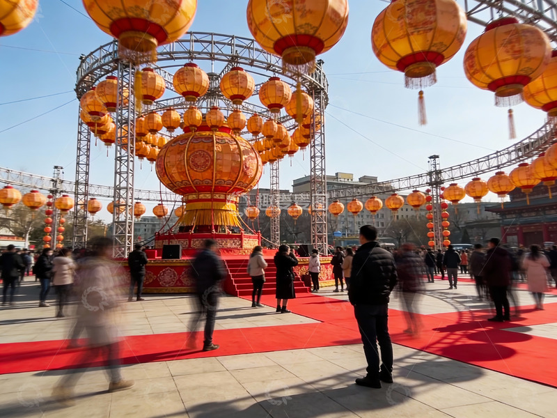 高清大图下载【趣麦麦图】春节庆典广场挂满红灯笼