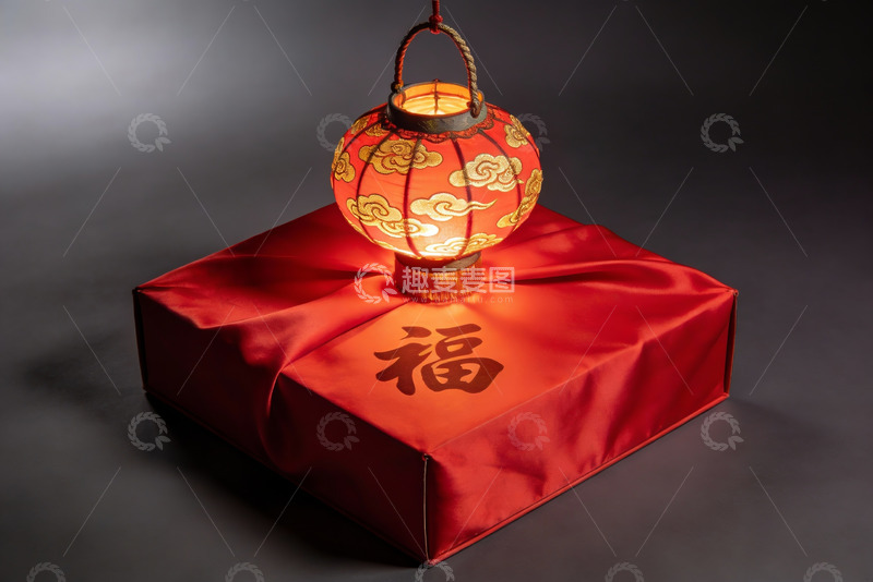 高清大图下载【趣麦麦图】红灯笼配福字礼盒