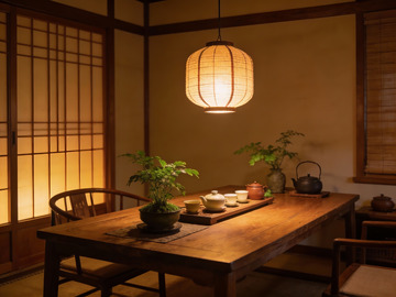 日式茶室温馨雅致茶具陈列