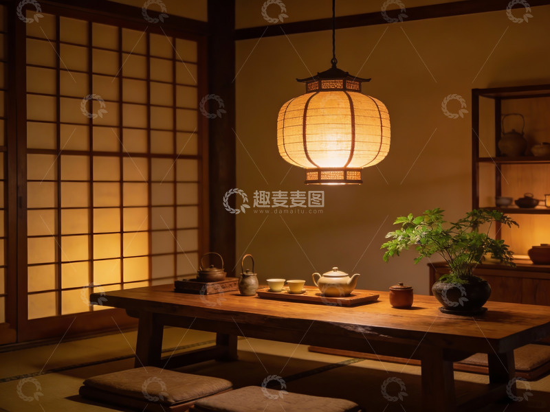 高清大图下载【趣麦麦图】日式茶室温馨雅致氛围