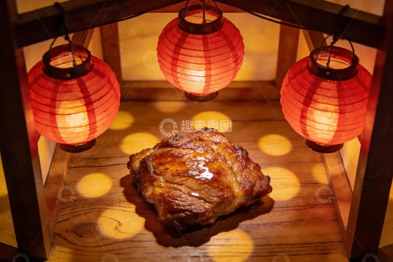 高清大图下载【趣麦麦图】红灯笼下烤肉诱人展示