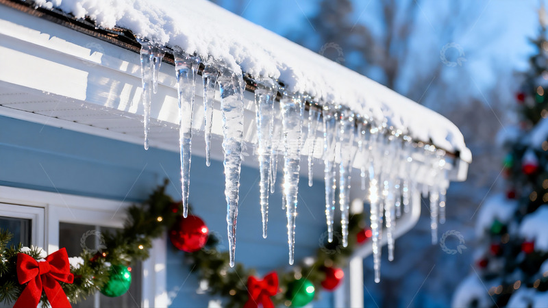 高清大图下载【趣麦麦图】雪檐冰挂与圣诞装饰