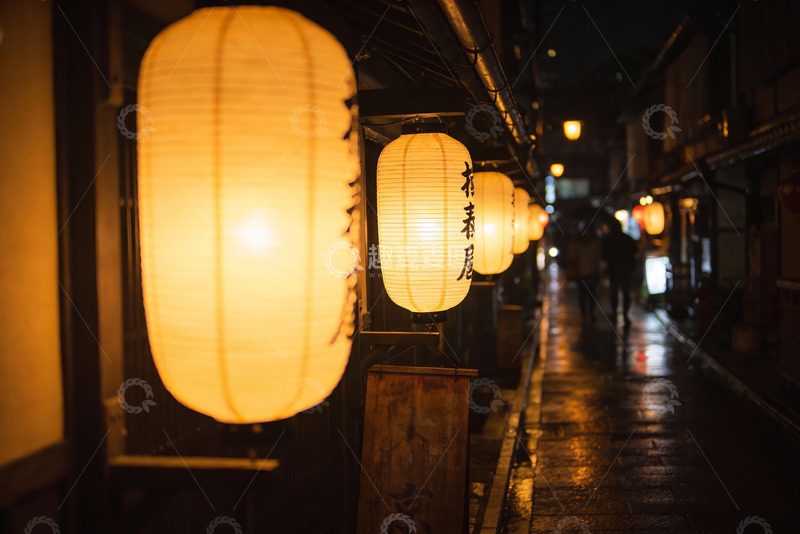 高清大图下载【趣麦麦图】夜雨巷灯火影行人