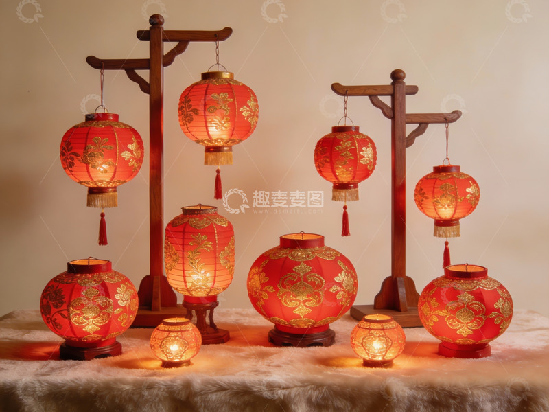 高清大图下载【趣麦麦图】红色灯笼装饰场景