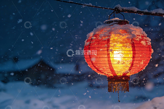 雪夜红灯笼