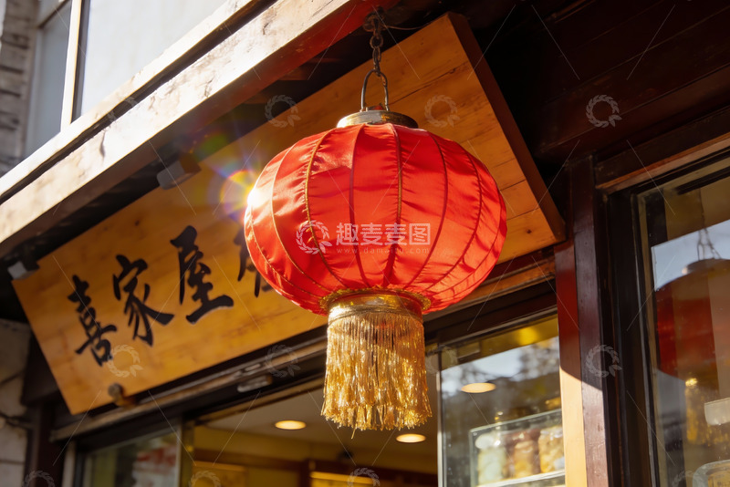 高清大图下载【趣麦麦图】红灯笼下的店铺招牌