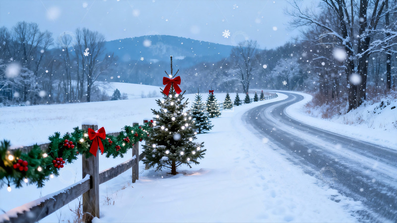 高清大图下载【趣麦麦图】雪夜圣诞小径
