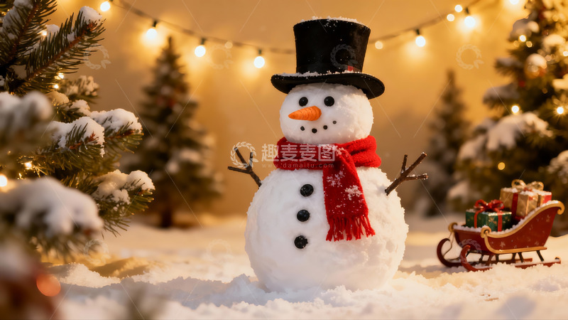 高清大图下载【趣麦麦图】雪人圣诞装饰场景
