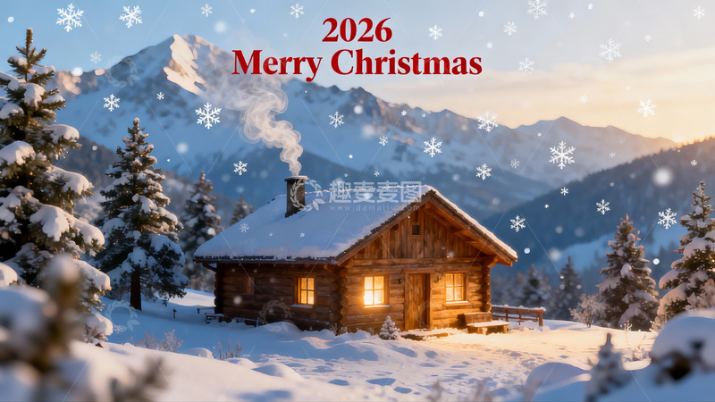高清大图下载【趣麦麦图】雪景木屋圣诞夜
