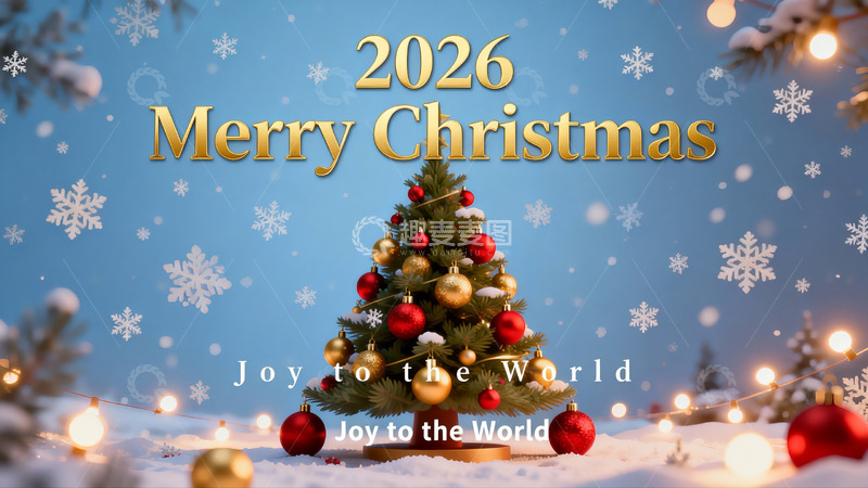 高清大图下载【趣麦麦图】圣诞树与新年祝福画面