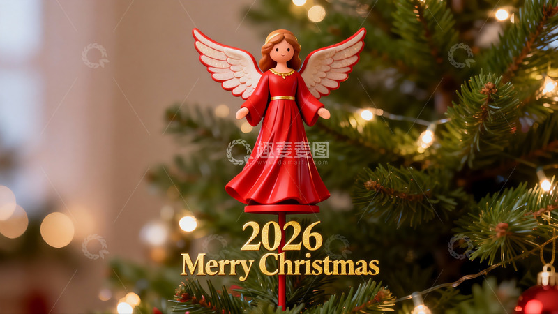 高清大图下载【趣麦麦图】圣诞树顶天使装饰2026