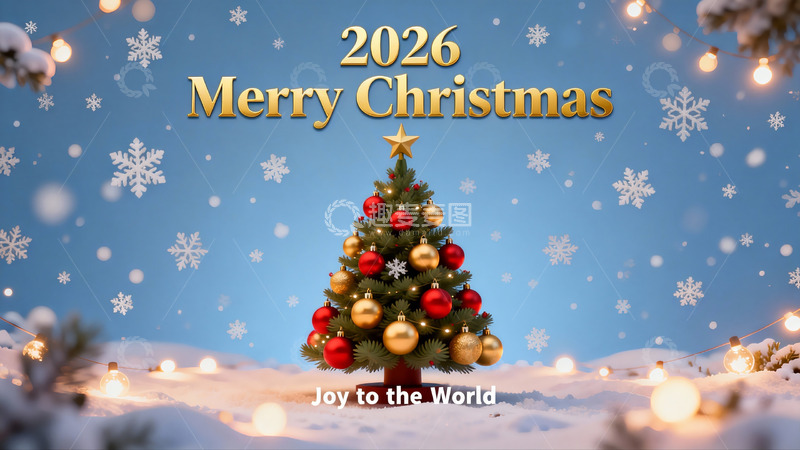 高清大图下载【趣麦麦图】圣诞树雪景节日祝福画面