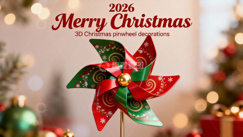高清大图下载【趣麦麦图】圣诞装饰风车节日氛围浓厚