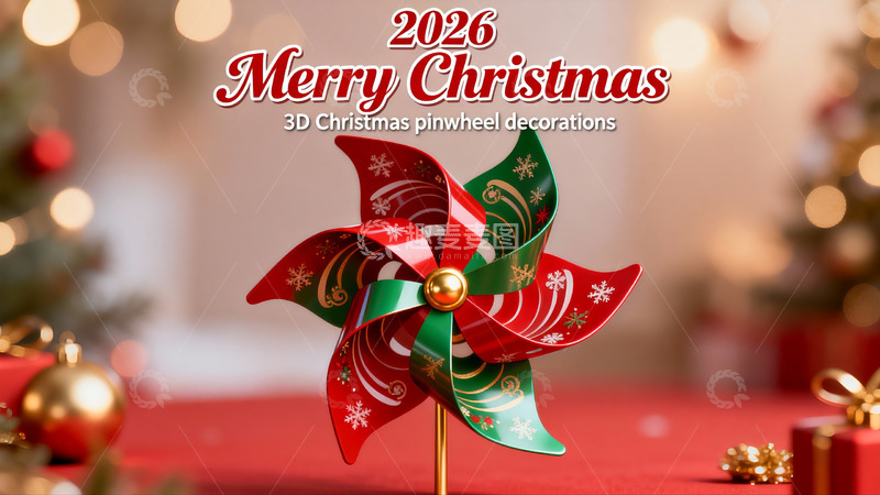 高清大图下载【趣麦麦图】圣诞装饰风车节日氛围浓厚