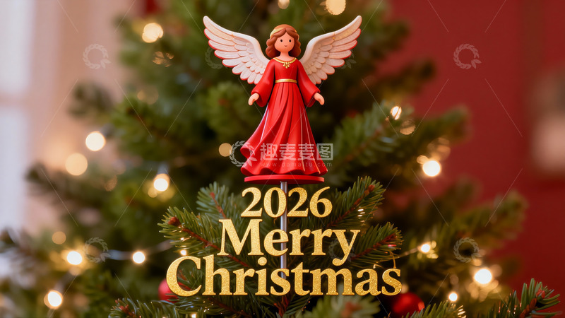 高清大图下载【趣麦麦图】圣诞树顶天使装饰迎新年