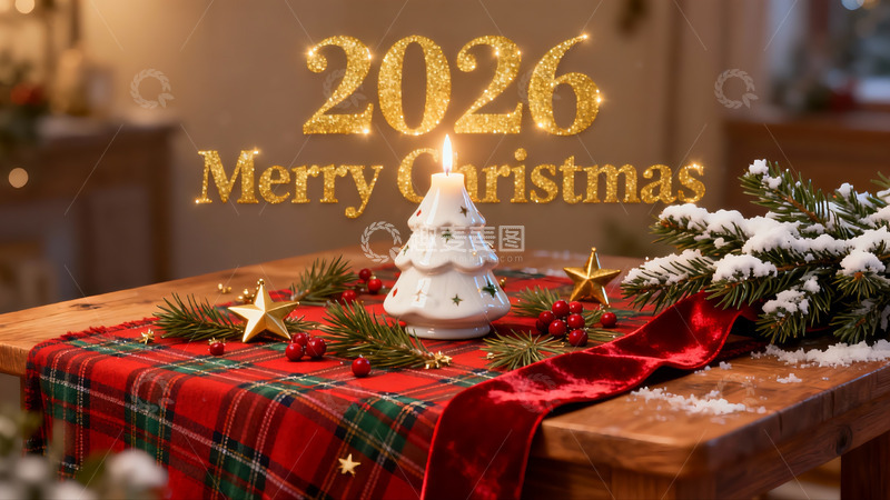 高清大图下载【趣麦麦图】圣诞餐桌布置温馨节日氛围