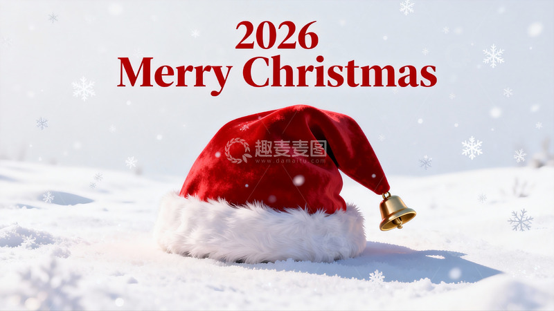 高清大图下载【趣麦麦图】雪地圣诞帽铃铛迎圣诞