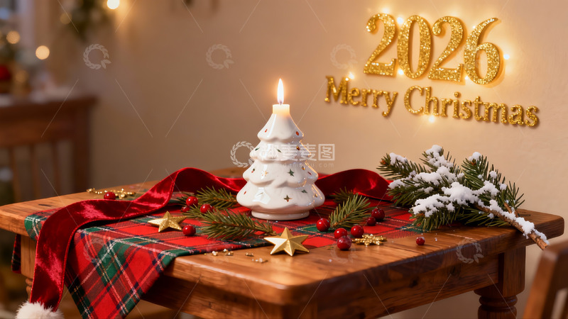 高清大图下载【趣麦麦图】圣诞餐桌布置温馨节日氛围