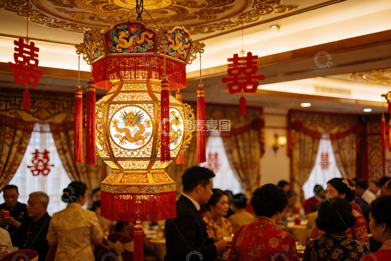 高清大图下载【趣麦麦图】中式婚礼现场宾客云集