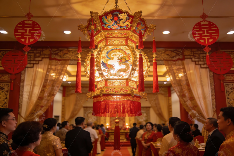 高清大图下载【趣麦麦图】中式婚礼现场华丽灯笼高挂