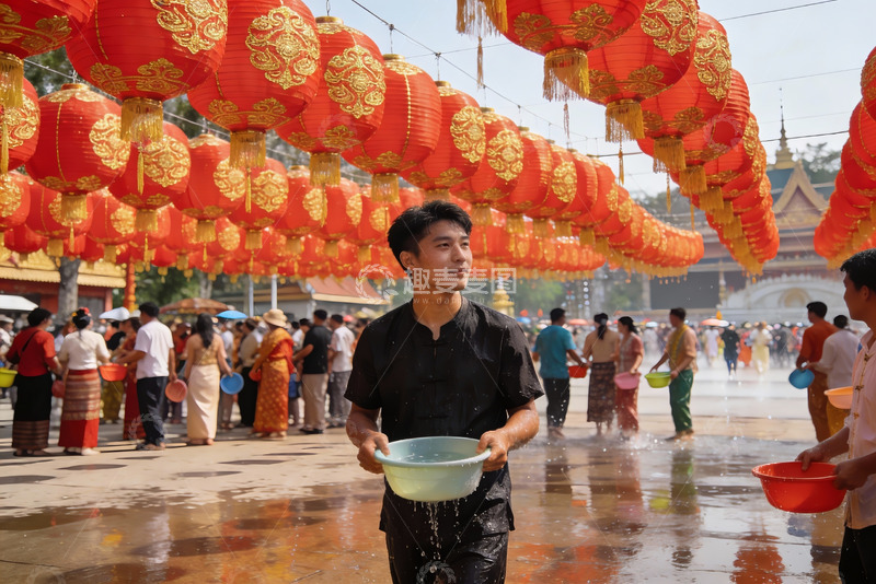 高清大图下载【趣麦麦图】异域节日庆典人群手持水盆
