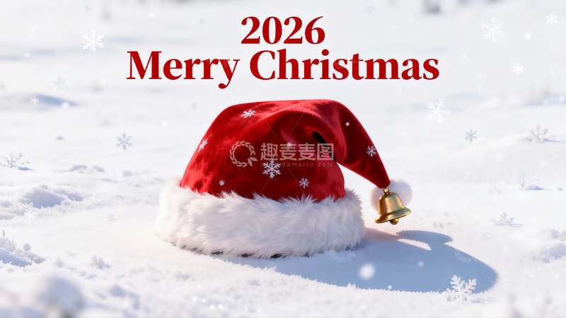 高清大图下载【趣麦麦图】雪地圣诞帽铃铛迎圣诞