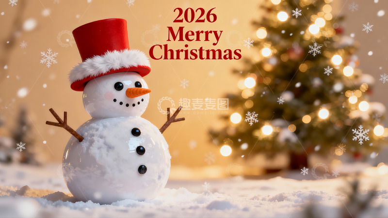 高清大图下载【趣麦麦图】雪人圣诞树共庆节日