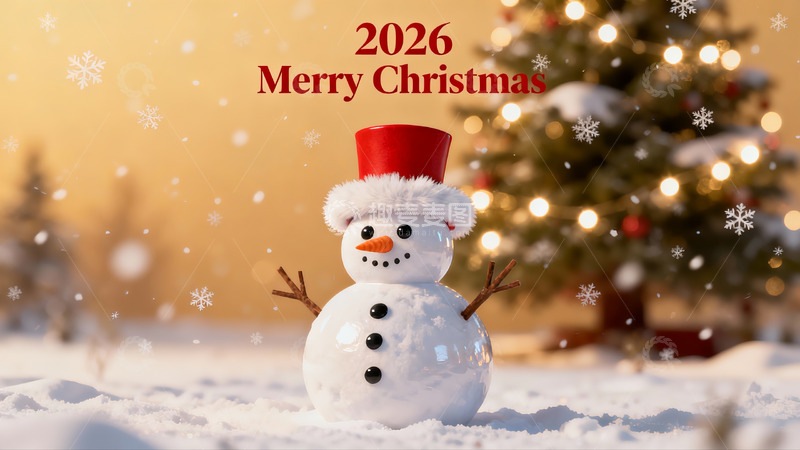 高清大图下载【趣麦麦图】雪人圣诞树共迎新年