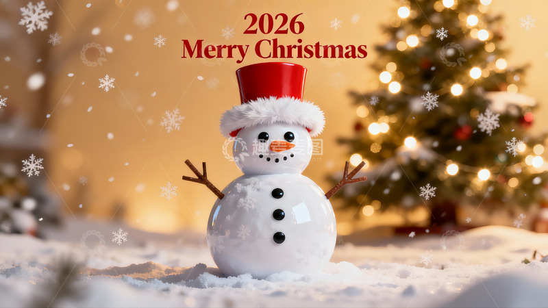 高清大图下载【趣麦麦图】雪人圣诞树共庆节日